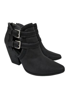 BRAND NEW Charles By Charles David Black Ankle Booties with Double Buckle SIZE 8